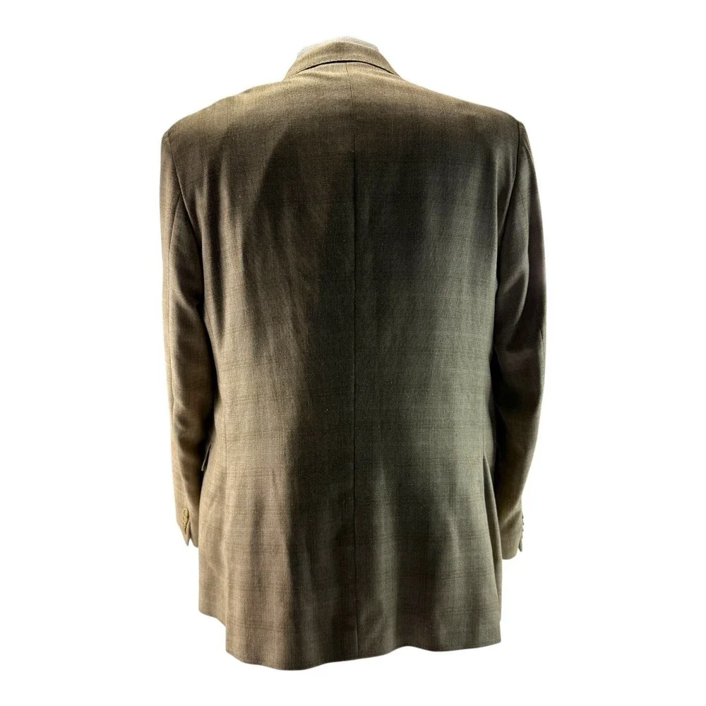G.Manzoni Lanificio di Pray Silk Wool Blazer Brown Check 2-Button Men's Size 44L